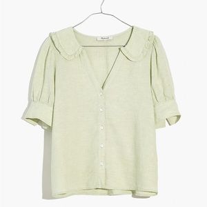 Linen Blend Peter Pan Collar Shirt